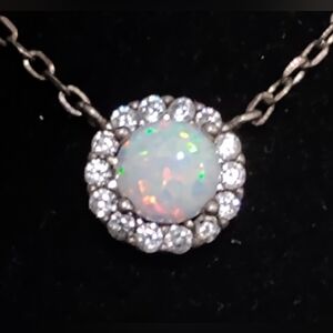 Delicate Opal & Sterling Silver Necklace
